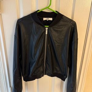 Madden NYC Cropped Women's Faux Leather Bomber Jacket